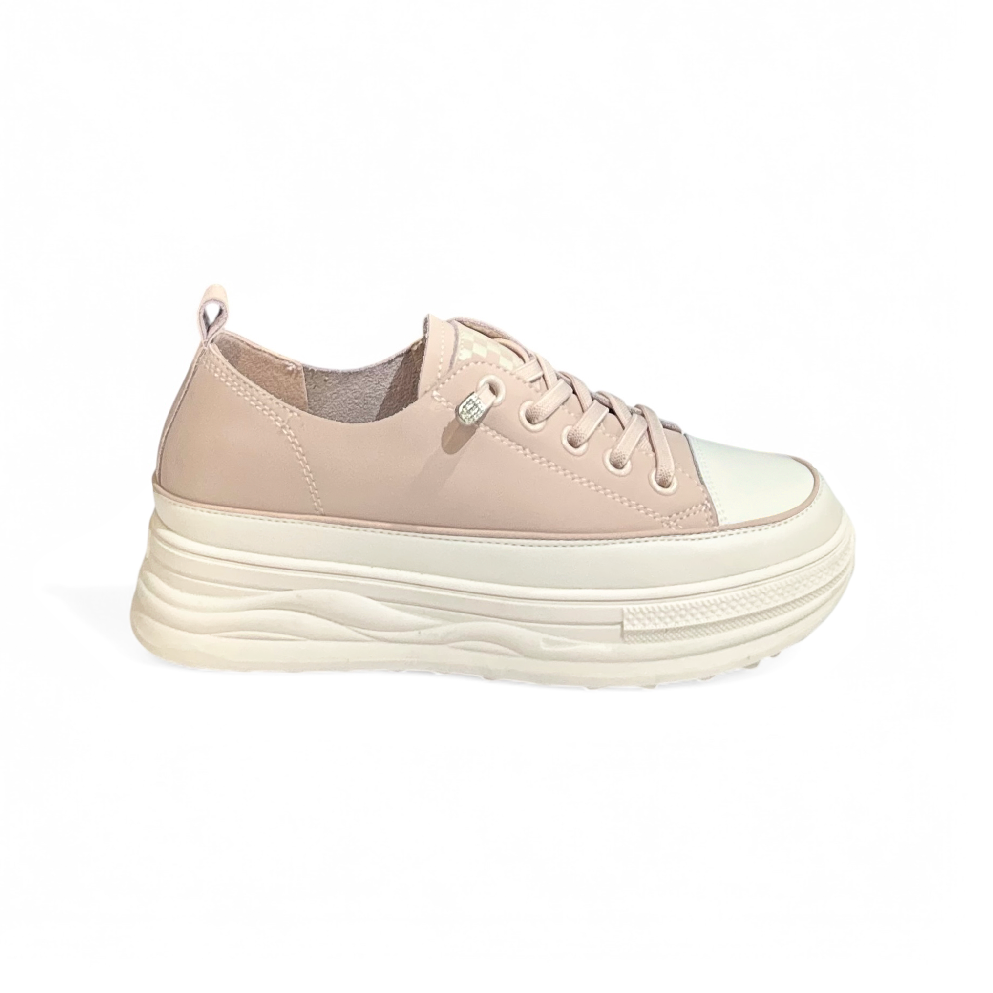 Checkered Tongue Elevated Platform Sneakers