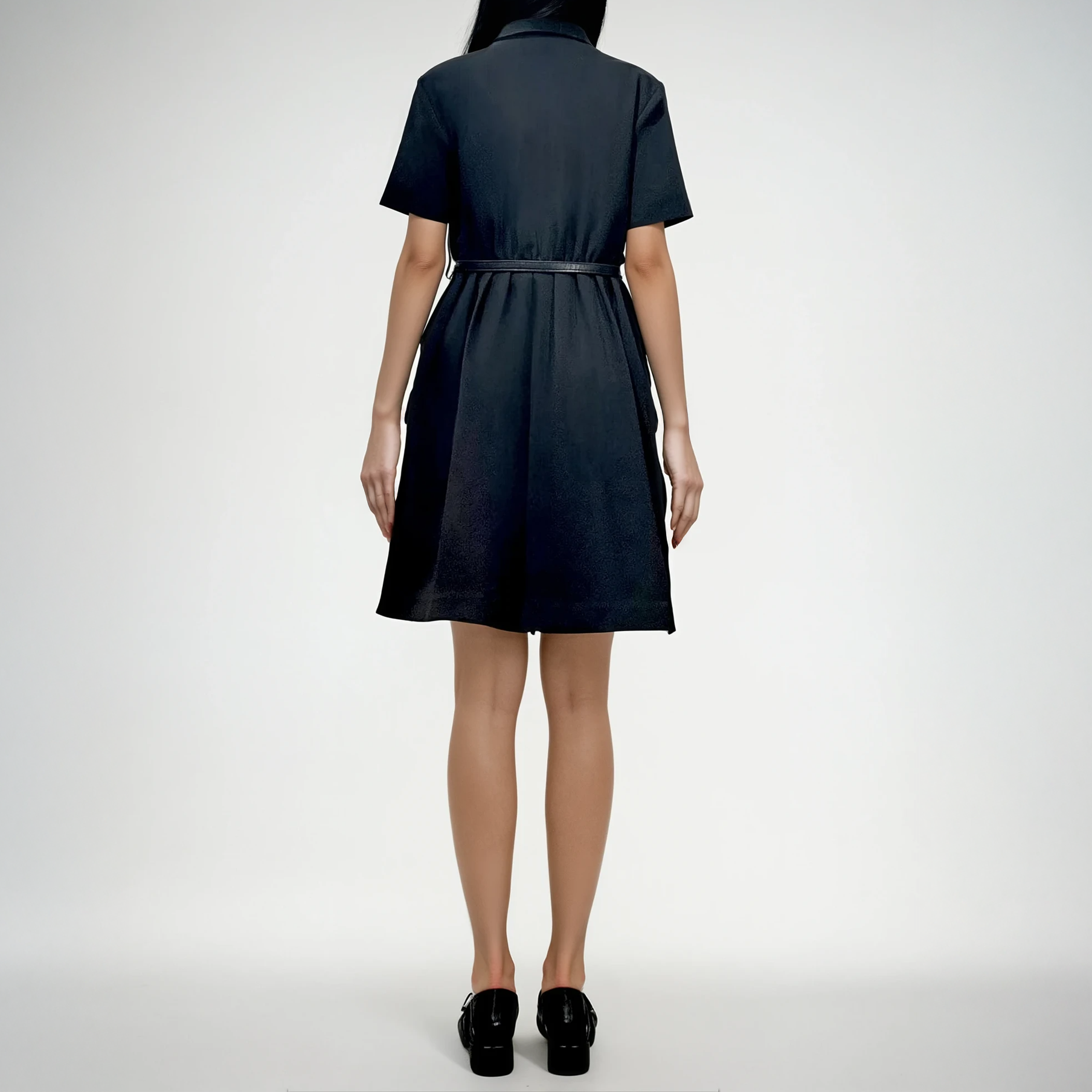 Collared Silk-Blend Buttoned Shirt Dress