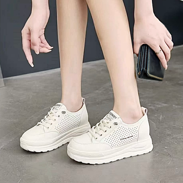 Monochrome Perforated Platform Sneakers