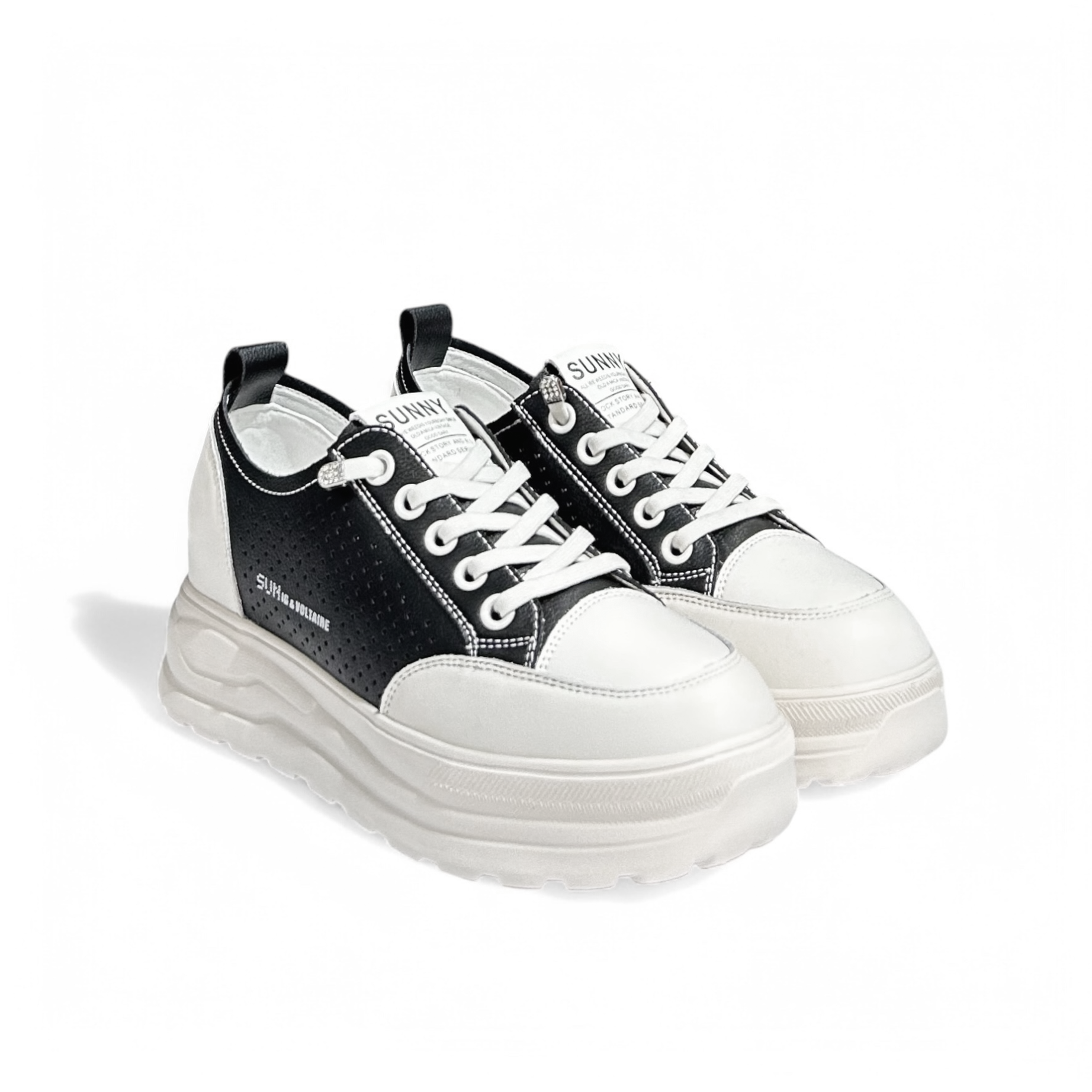 Monochrome Perforated Platform Sneakers