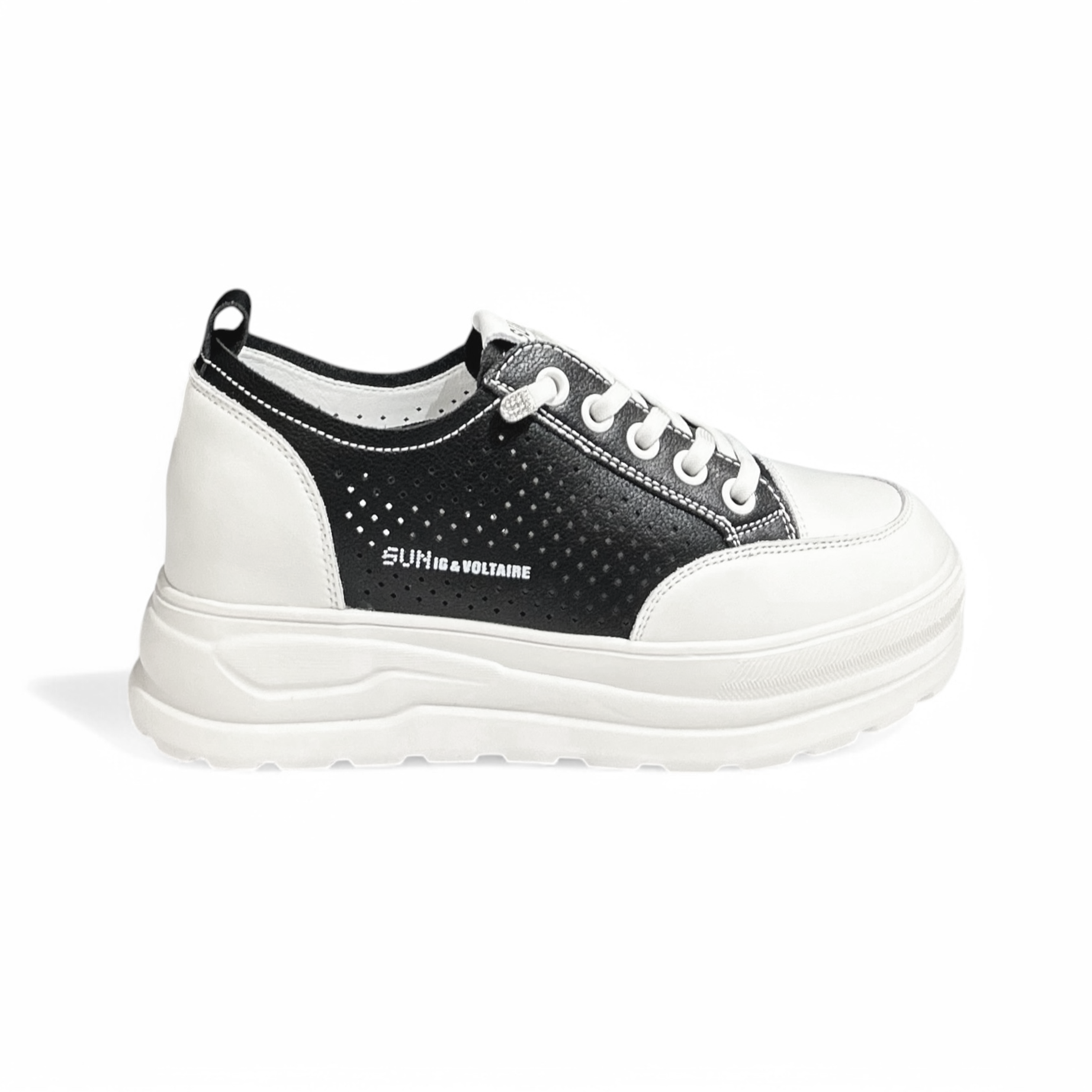 Monochrome Perforated Platform Sneakers